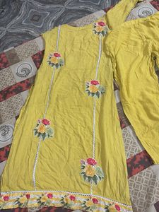 Vibrant Yellow Floral Kurta Set