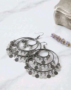 😍combo 😍Silver Tassel Hoop Earrings