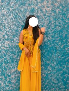 Yellow Printed Kurta with Palazzo Set