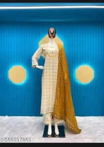 Elegant White Kurta Set with Yellow Dupatta