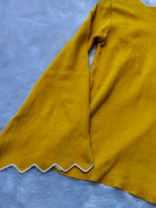 Mustard Yellow Flare Sleeve Top
