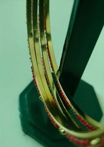 Red &amp; Gold Beaded Bangles