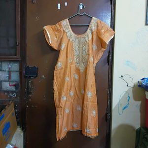 Orange Embroidered Kurta Set with Dupatta