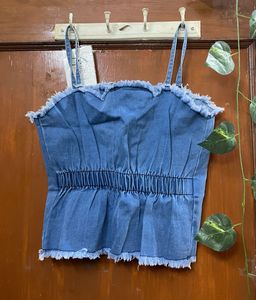 Denim Lace-Up Crop Top