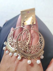 Vintage Style Hoop Earrings with Pearls