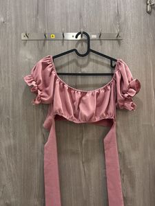 Elegant Satin Tie-Front Crop Top