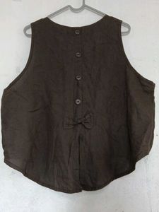 Women's Brown Sleeveless Vest