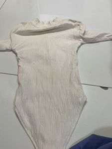 Textured Long Sleeve Bodysuit