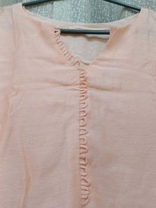 Peach V-Neck Kurta