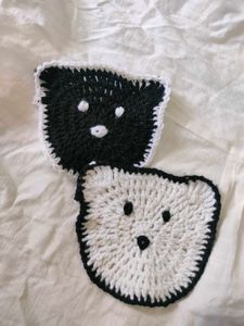 Cute Crochet Bear Coasters 🐼