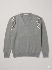Studded V-Neck Sweater