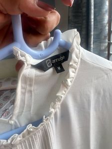 Elegant White Pleated Neck Blouse