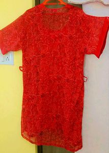 Sexy' Red Rose Print Kimono Night Dress