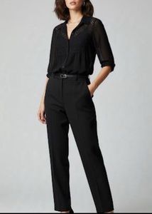 Chic Black Lace &amp; Sheer Blouse