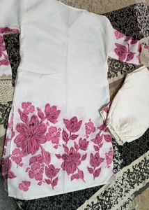 Charming Pink Floral Cotton Tunic/Kurta Set
