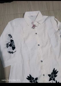 Stylish White Kurta with Black Embroidery