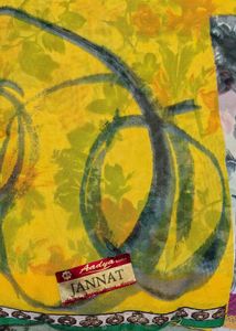 Vibrant Yellow Floral Saree