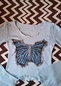 Butterfly Patch Knit Top