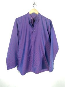 Vintage Purple Checkered Stand Collar Shirt