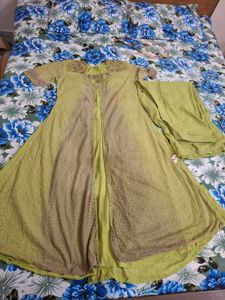 Lime Green Embroidered Kurta Set (No dupatta)