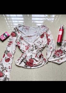 Floral Bell Sleeve Wrap Top