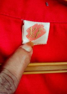 Vibrant Red Cropped Denim Jacket