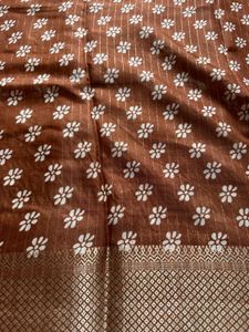 Brand new  Brown Floral Print Saree