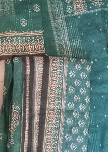 Teal Cotton Kurta Set with Dupatta