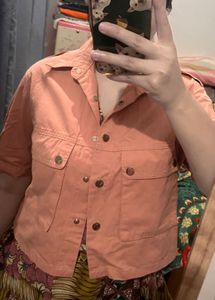 Korean Stylish Peach Cropped Jacket