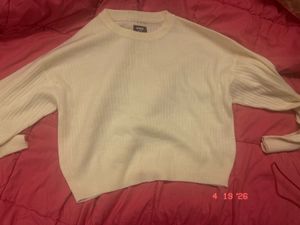 Cream Ribbed Knit Sweater