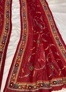 Embellished Red Silk Saree