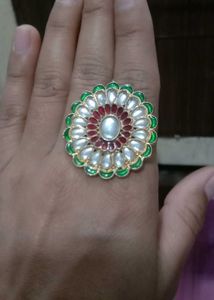 Statement Kundan Flower Ring