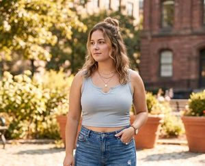 Light Blue Ribbed padded Tank Top