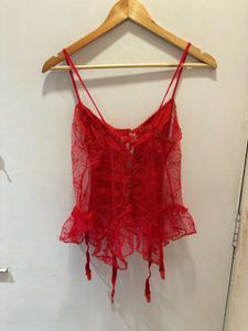 Red Lace Corset with Garters