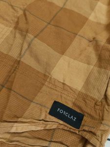 Decathlon Forclaz Brown Plaid Long Sleeve Shirt