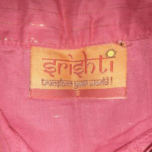 SRISHTI Pink &amp; Gold Anarkali Kurta Churidar