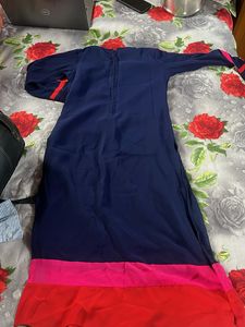 Embroidered Navy Blue Kurta