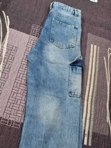 Light Wash Denim Cargo Pants