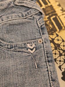 Denim Shorts with Gingham Cuffs mid waist 28-30