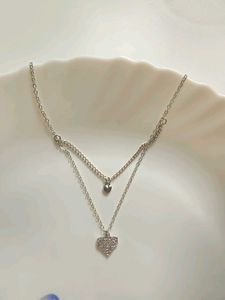 Korean Studded Heart Pendant Chain necklace