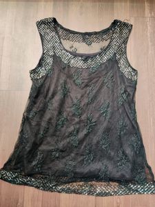 Sheer Lace Embellished Top