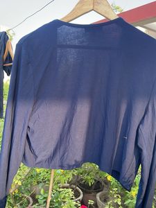 Navy Blue Cropped Cardigan