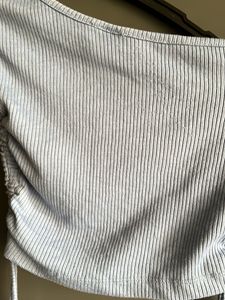 Blue One-Shoulder Ruched Crop Top