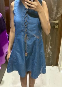 Denim Lace-Up Dress
