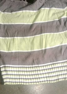 Chuu Striped Cold Shoulder Top