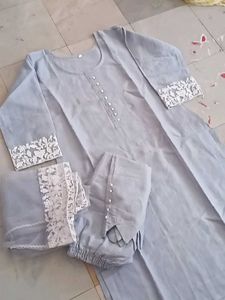 Elegant Grey Kurta Set with Dupatta