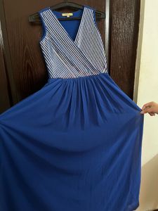 Stunning Blue Sequin V-Neck Maxi Dress