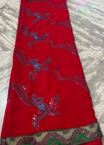 Vibrant Red Embellished Saree