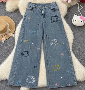 Y2K Hello Kitty Customised Wide Leg Jeans 🐱