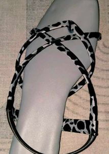 Stylish Black & White Cow Print Sandals